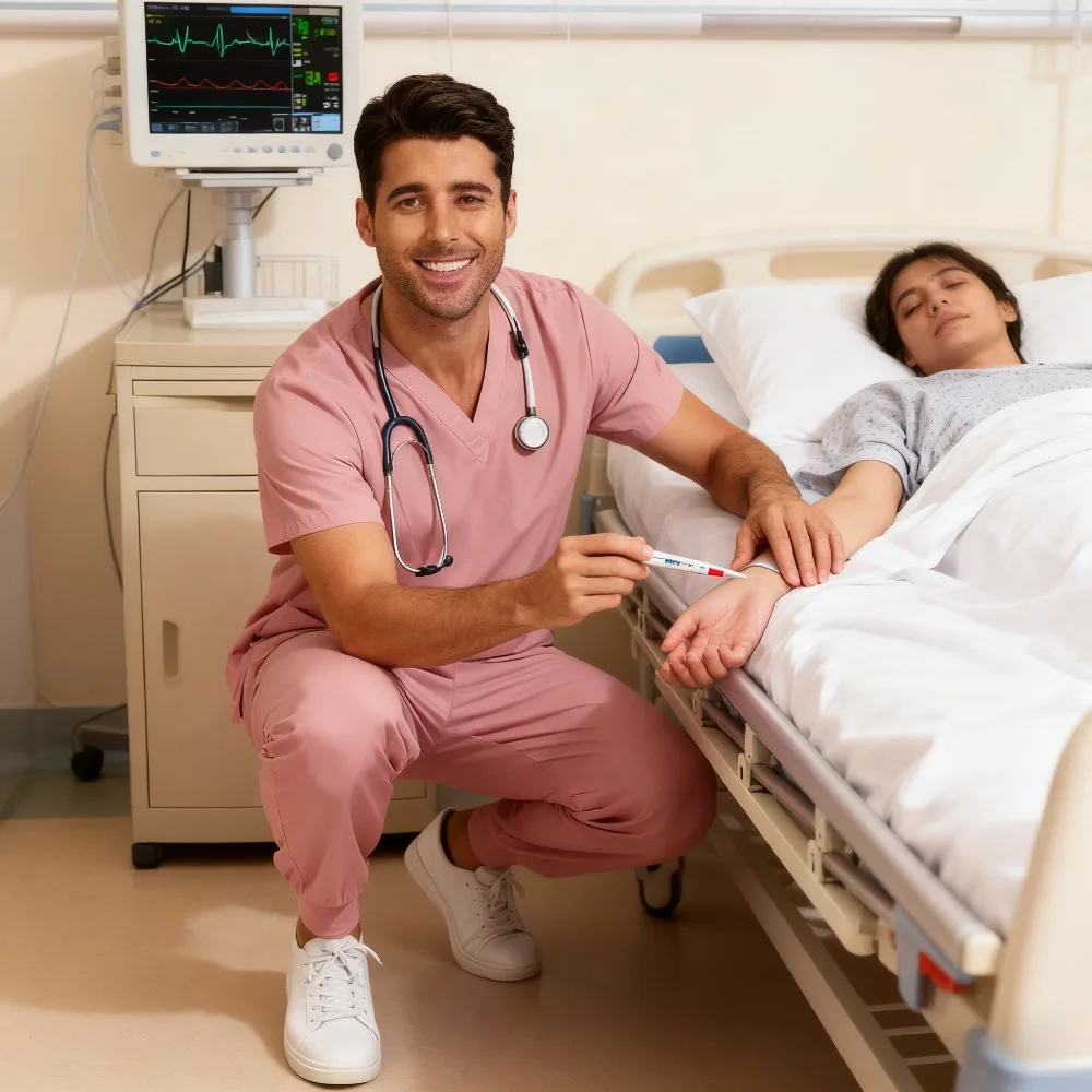 Roupa de trabalho unissex de manga curta de 2 peças de secagem rápida para pet shop