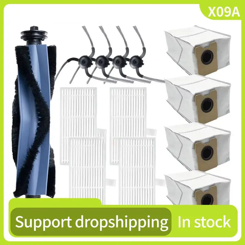 

Аксессуары для робота-пылесоса X09A для Eufy C10: основная и боковые щетки, HEPA-фильтр, мешок для пыли, запасные части