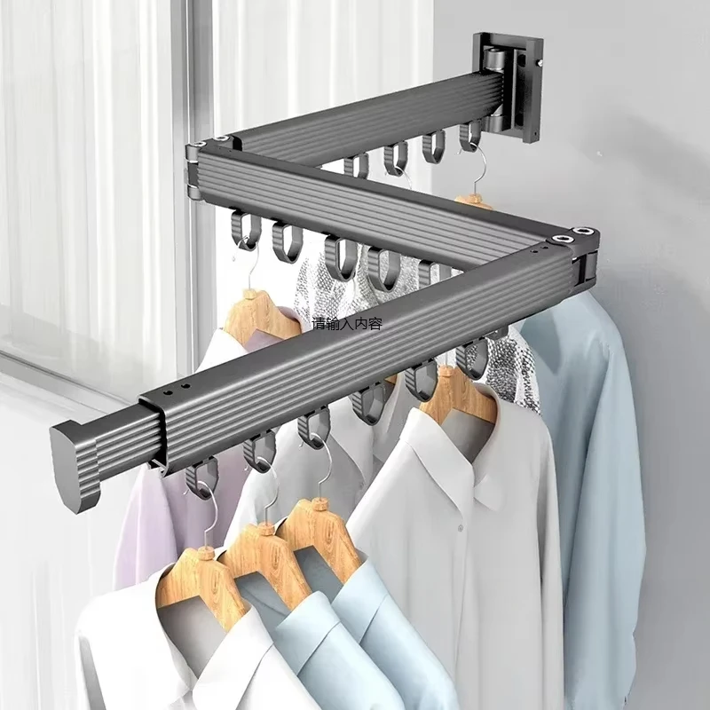 

Balcony Drying Rack Invisible Telescopic Folding Wall Mounted Clothes Hanger Single Rod Indoor Room Hanging Organizer F20