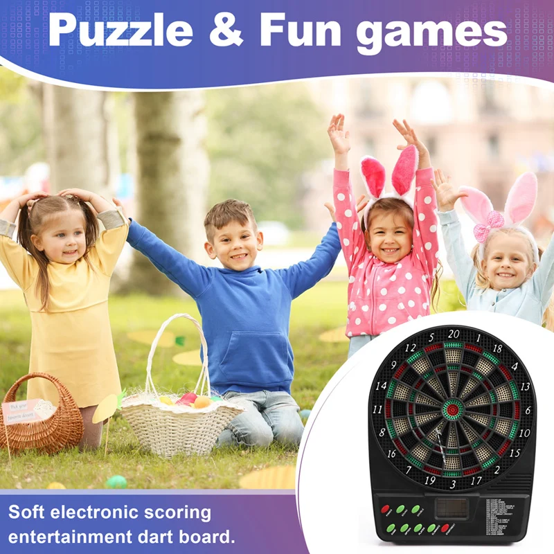 Electronic Dartboard Darts-Game Set Automatic Scoring Dart-Plate Board Sound Prompt Office Family Toys