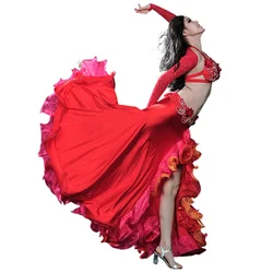 2024 Woman Belly Dance Costume Suit Adult High-end Sexy Hip Big Dress Performance Costume 8053