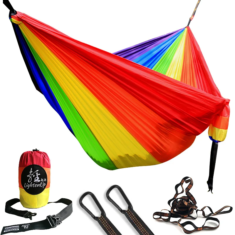 Multiple Color Parachute Nylon Camping Hammock Outdoor Camping Hammocks Double Person Portable Swing Hammock