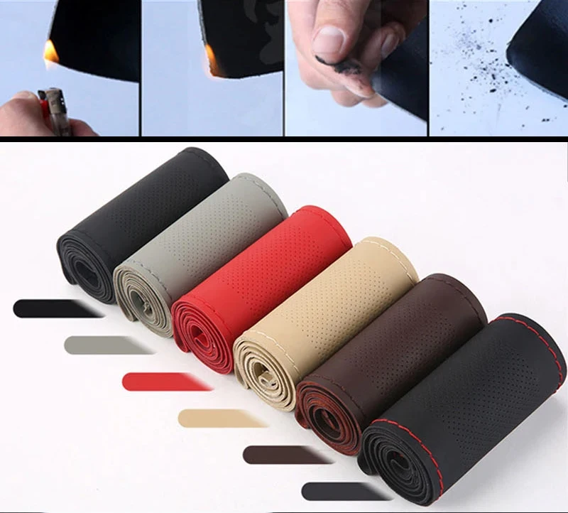 Leder-Lenkradbezug zum Aufnähen, passend für 38 cm (14 Zoll), DIY-Lenkrad, atmungsaktiv und rutschfest, Autoprodukte – Detail 5