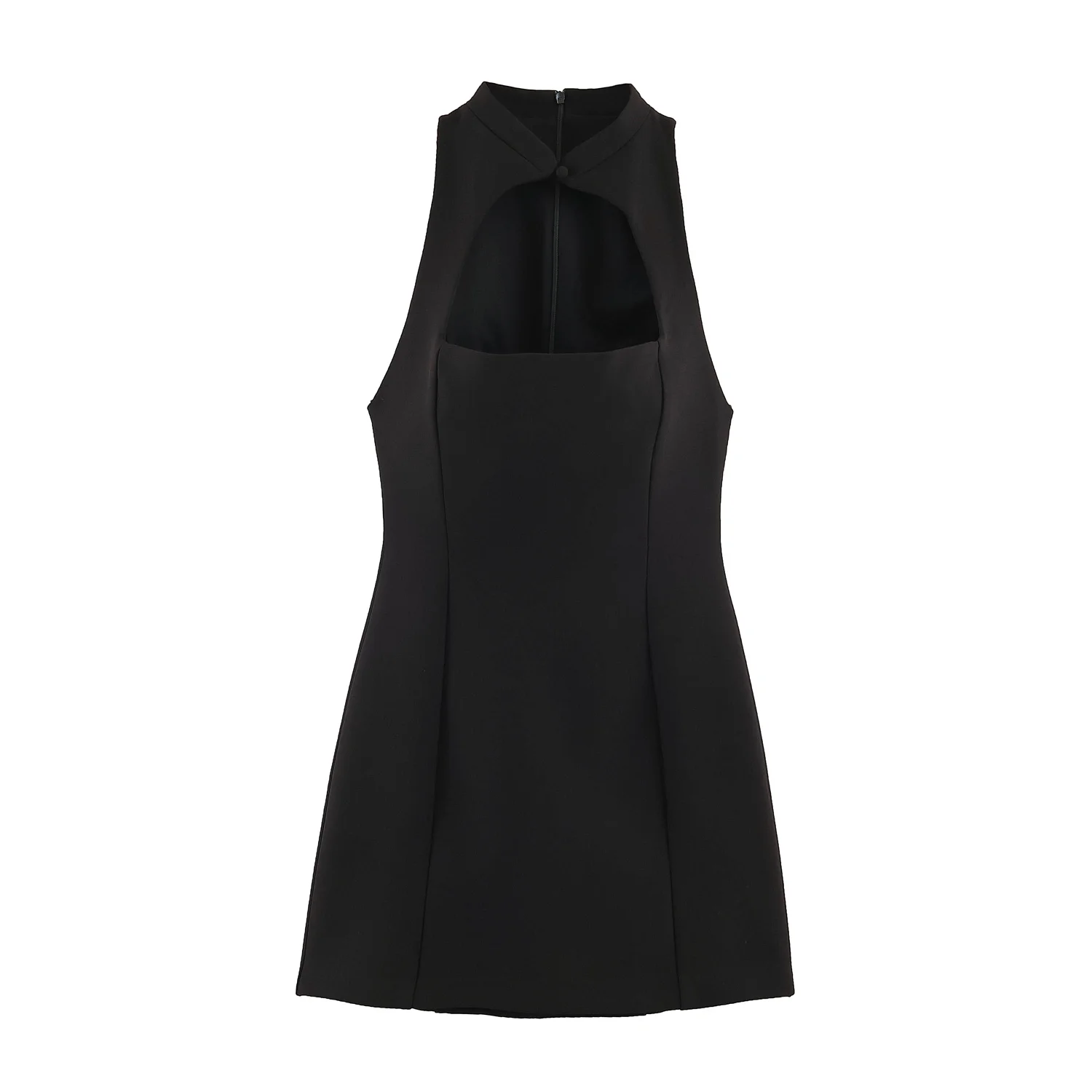 TFMLN Damen Neckholder-Minikleid 2026 Sommer Einfarbig Ärmellos Club-Party Figurbetont Cut-Out-Design Streetwear Mode Elegant – Detail 2