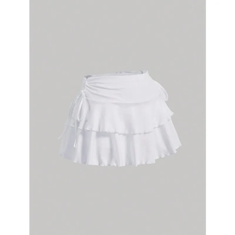 1pcs Women's Elegant Layered Ruffle Mini Skirt - Summer High Waist Chiffon Skirt Casual Versatile Office Daily Fashion Skirt