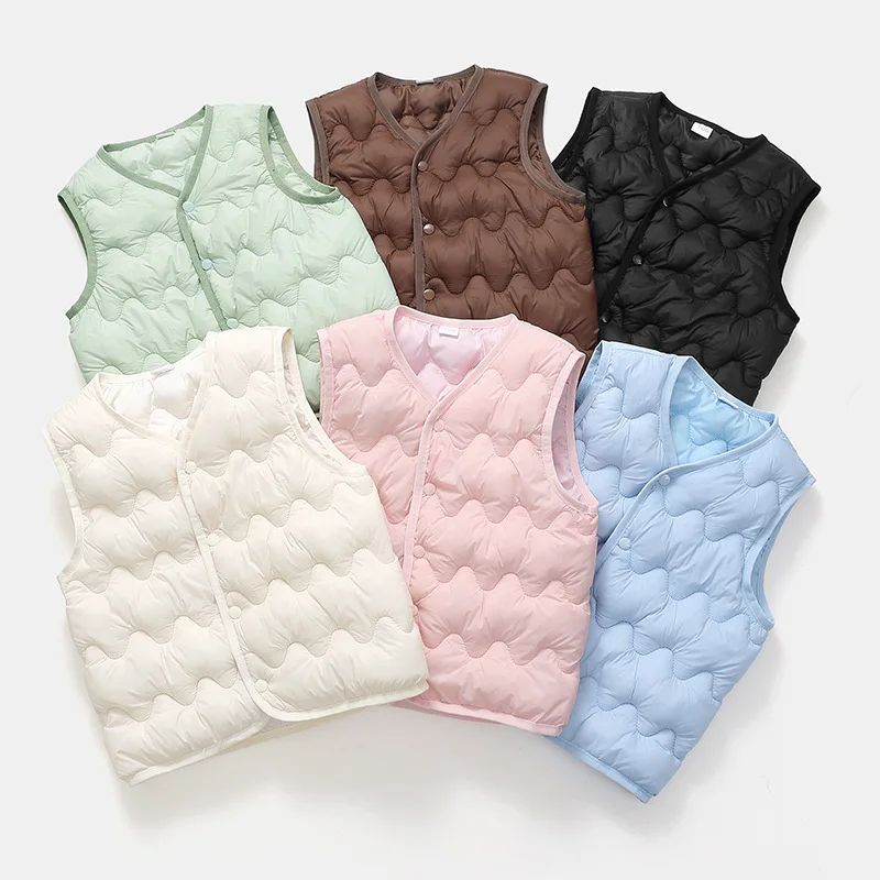Kids Vests 2025 Winter Children's Cotton Waistcoats Candy Color Sleeveless Jackets for Boys Girls Coats Toddler Outfits Clothes