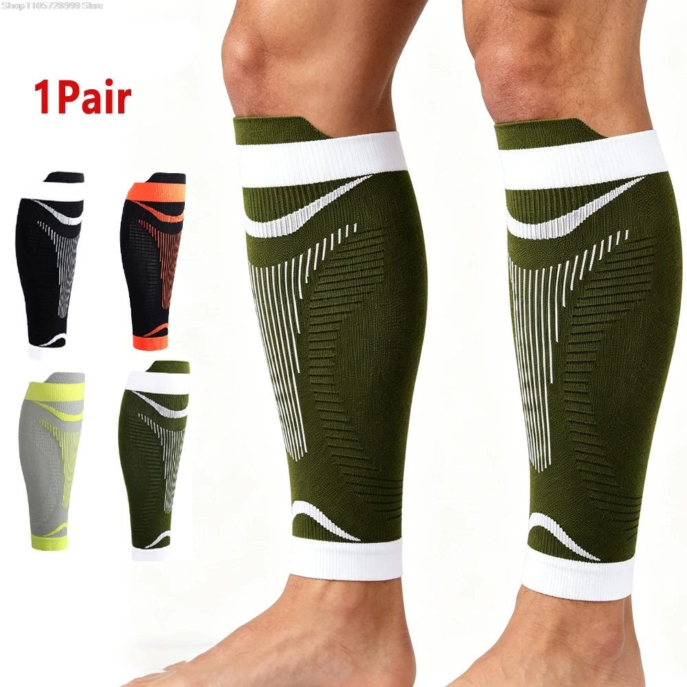 Calf Compression Sleeves for Men & Women, Elastic Knitted Leg Support for Running Marathon Soccer, Shin Splints & Fatigue Relief