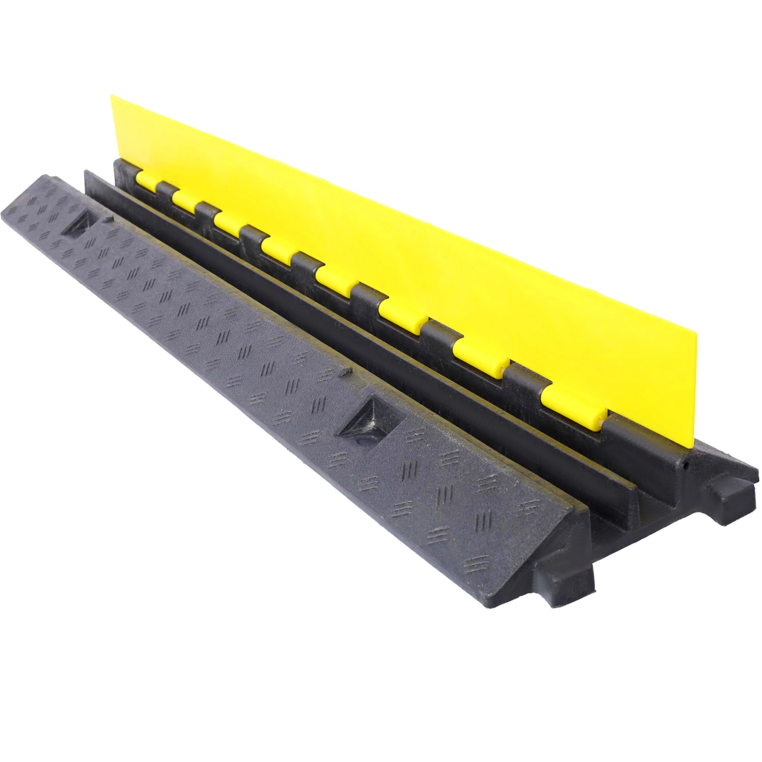 Cable Protector Ramp, 2 Channel Speed Bump, Rubber Modular Speed Bump, 11000 LBS Load Capacity, Driveway Traffic Bumps, 3 Packs