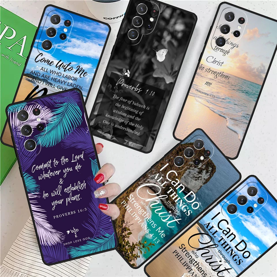 

Bible Verse Philippians Jesus Christ For Samsung Galaxy S24 Ultra S21 S22 S8 S9 S10E Note 10 20 Plus FE S23 Phone case Cover
