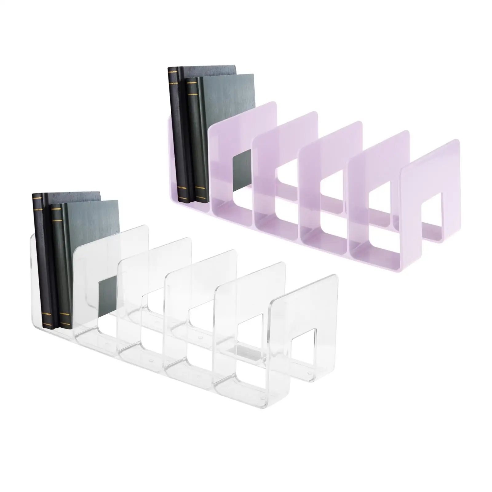 Acrylic Desk Organizer Multifunction Bookcase Book Storage Book Stand Five Section for Study Room Office Desk Bookcase files