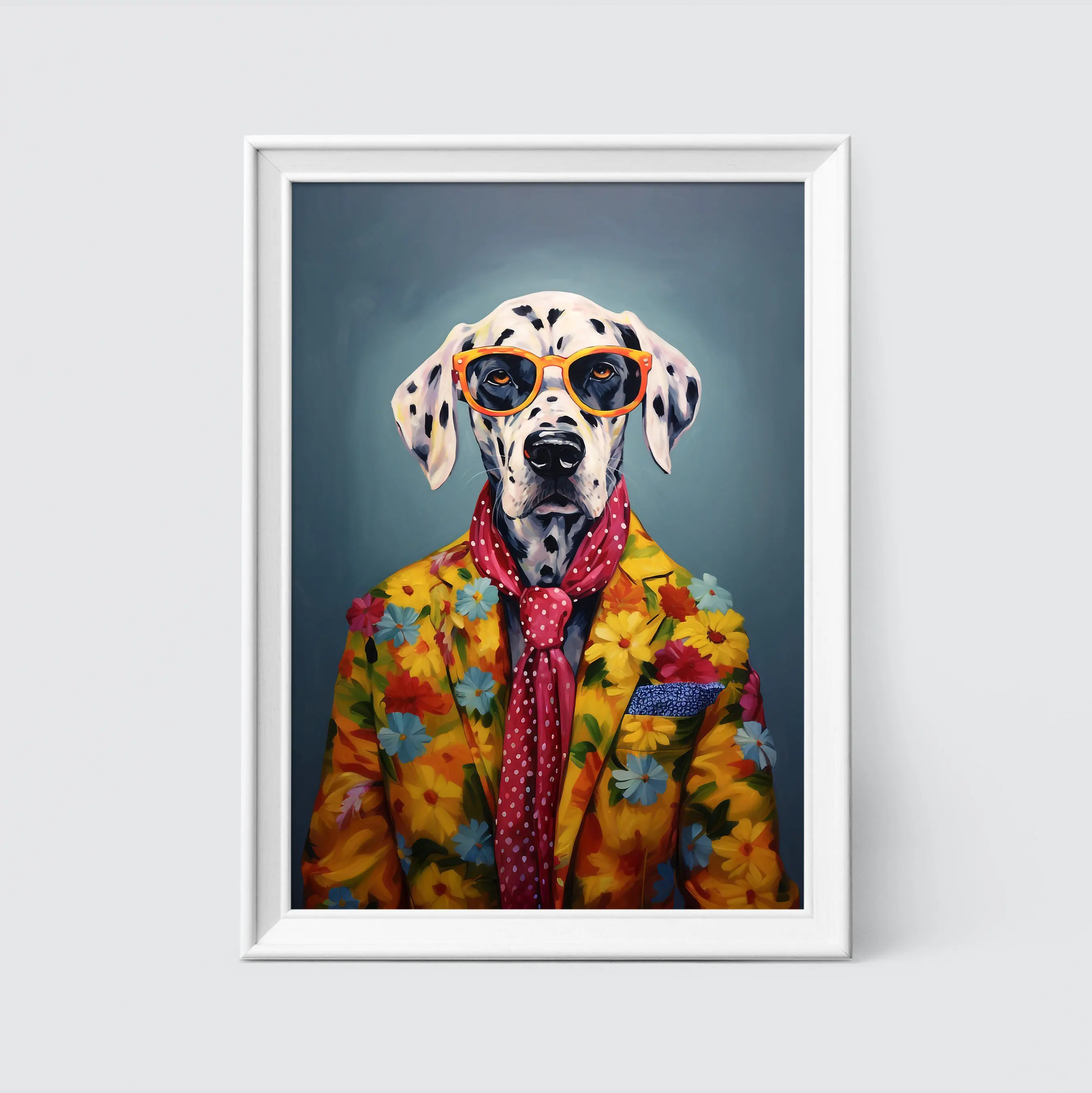 Fashion Floral Suit Bunny Buck Fox Elephant Bulldog Portrait Poster Print Wall Art Pictures Canvas Painting Room Home Decor Gift