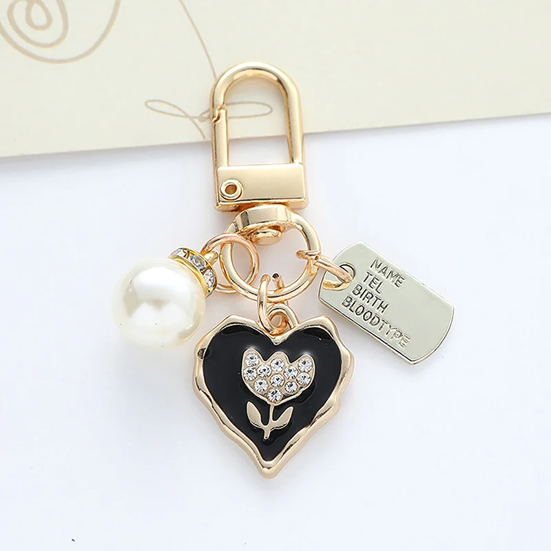 Colored Flowers Key Chain Heart Shaped Flowers Pendant Key Ring Backpack Charms Car Decoration Bag Accessories