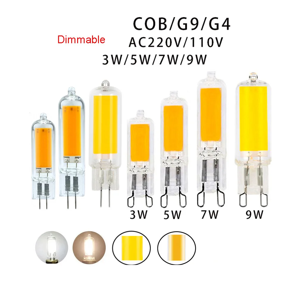 

10pcs 220v 110v Dimmable G4 G9 LED Glass Bulb 3w 5w 7w 9w 3000k Natural White 4000k 6000k Small Chandelier Crystal Pendant Light