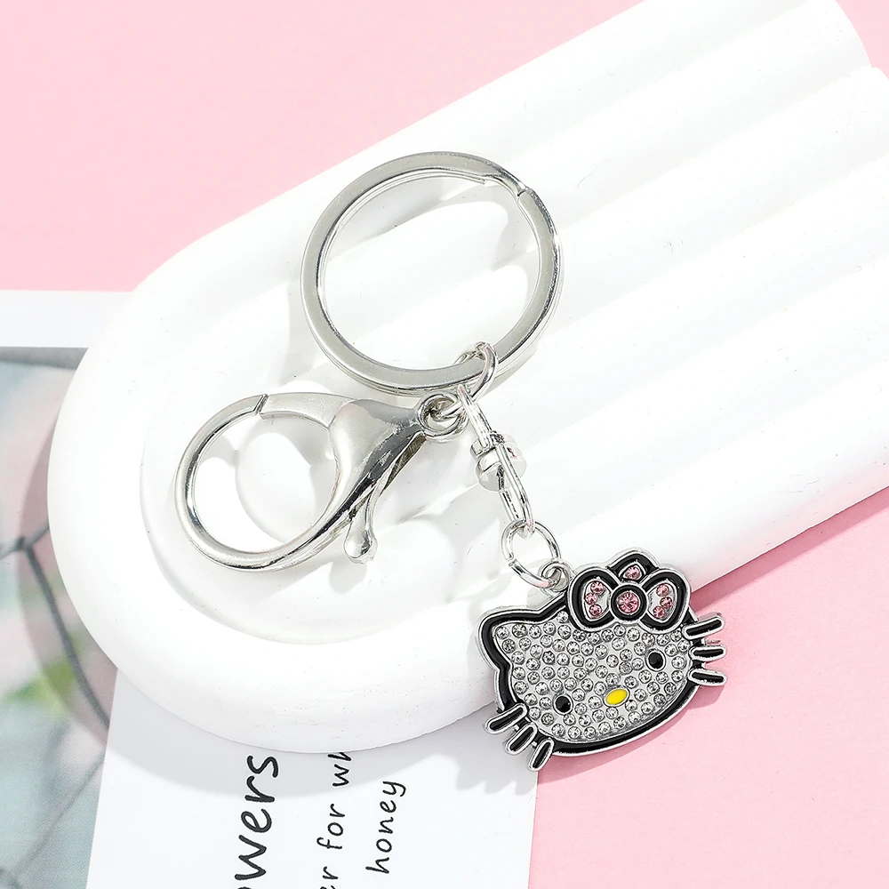 Anime Sanrio Hallo Kitty Schlüssel bund Y2k Flash Diamant Anhänger Schlüssel ring Kawaii Ktm Mädchen Herz Student Tasche Zubehör Freund Geschenk