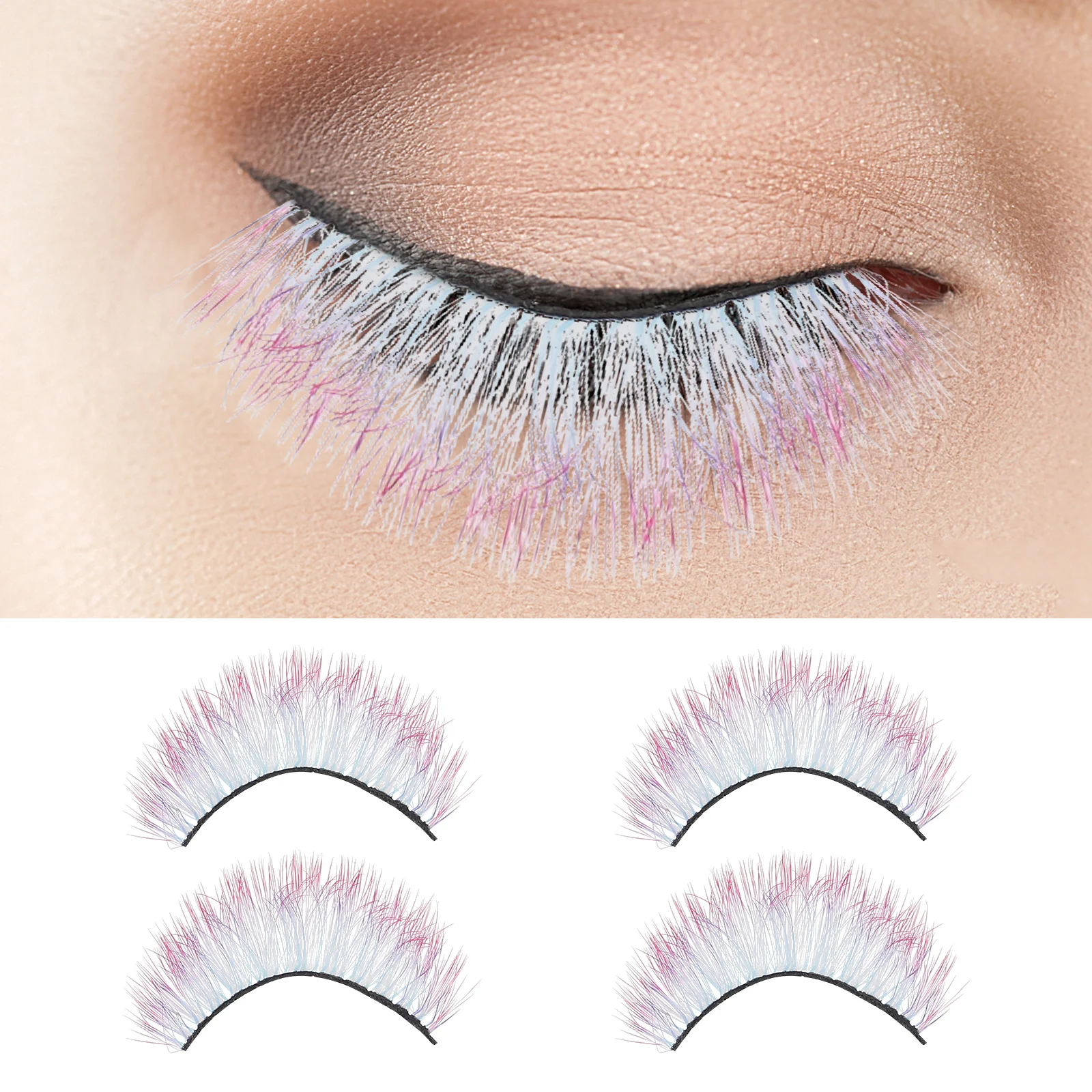 5 pares coloridos 3d cílios postiços cílios falsos para maquiagem dos olhos cosplay halloween palco desempenho festa usar cílios coloridos