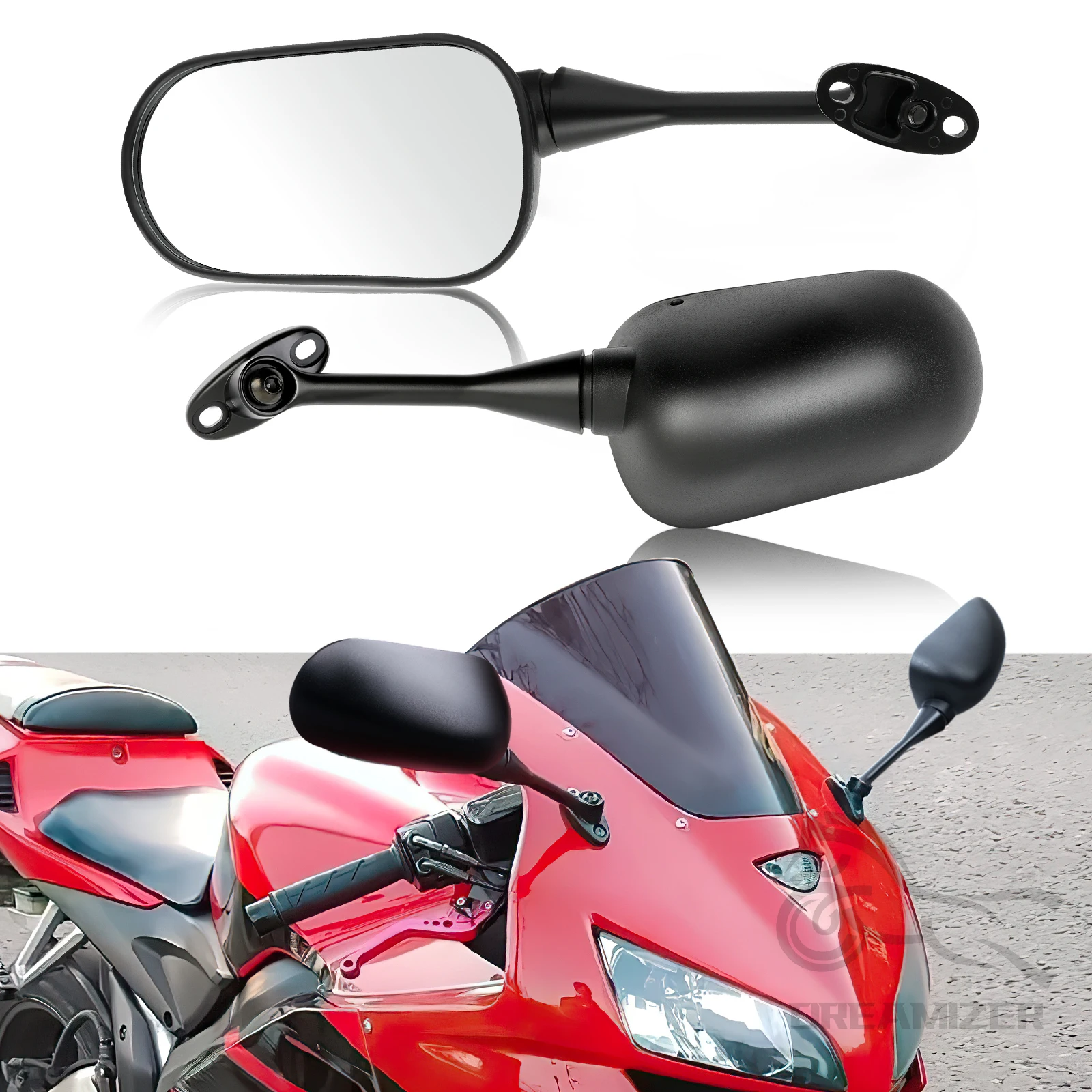 

Черные зеркала заднего вида послепродажного обслуживания для Honda CBR600RR 2004-2007 гоночных зеркал в стиле CBR1000RR 2003-2012 гг.