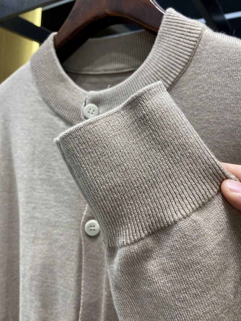 

High-End Line Men's Basic Pure Color Loose Casual Long Sve Open Cardigan Autumn New Arrival Soft Comfortable Knitted Sweater