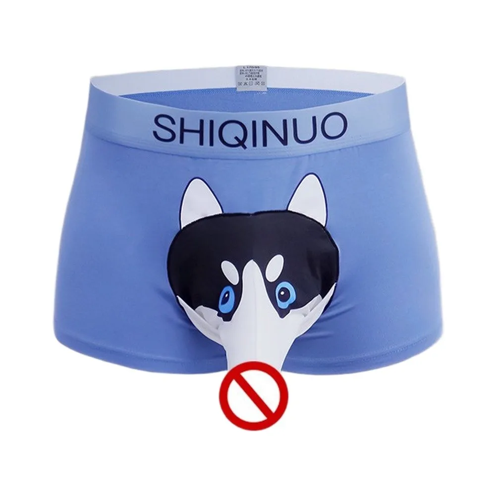 Men's 3D Pouch Boxer Shorts With Cute Dog Print Soft Breathable Modal Trunks Mid Waist Underwear For Comfort