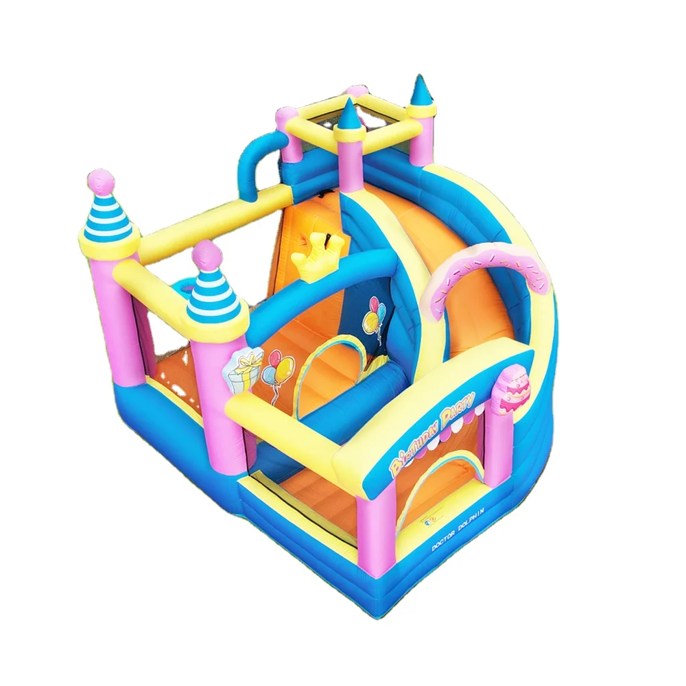 

Custom New Popular Rainbow Color Bounce House With Slide and Pool Jumping Castle Inflatable Bouncing Castle House Funny