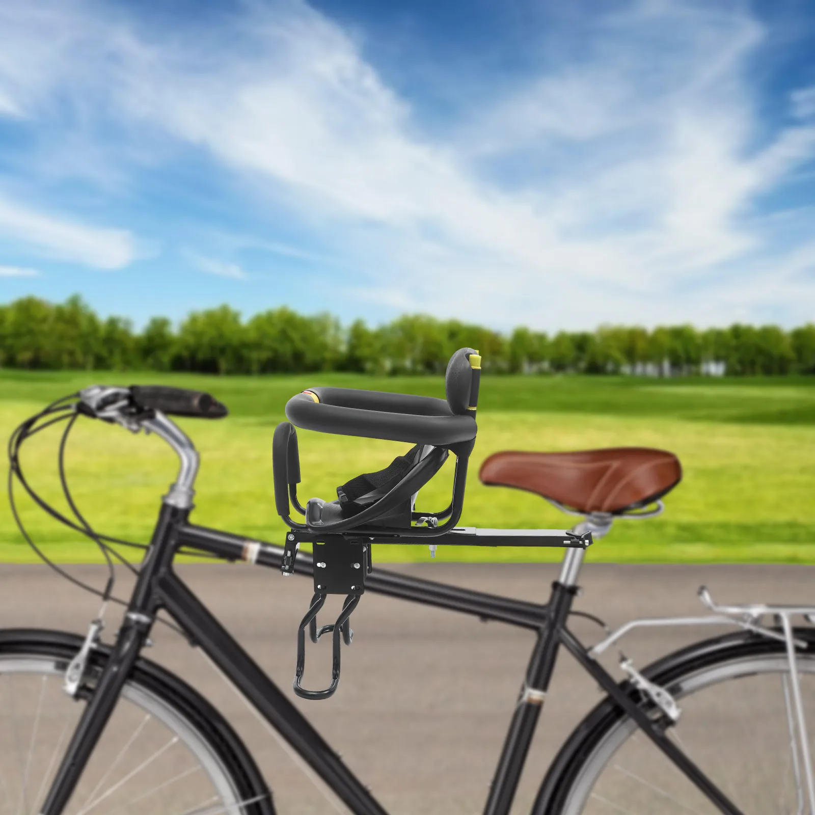 إعداد كرسي مقعد سلامة الطفل للدراجة، تصميم سريع التحرير من الحديد قابل للتعديل، بطانة مريحة للأطفال من عمر 1 إلى 5 سنوات