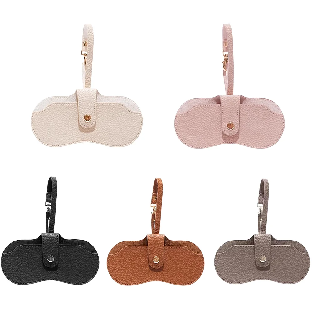 Leather Magnetic Glasses Case with Lanyard Men Women Portable Sunglasses Pouch Holder Travel-Friendly Eyewear Soft Organizer