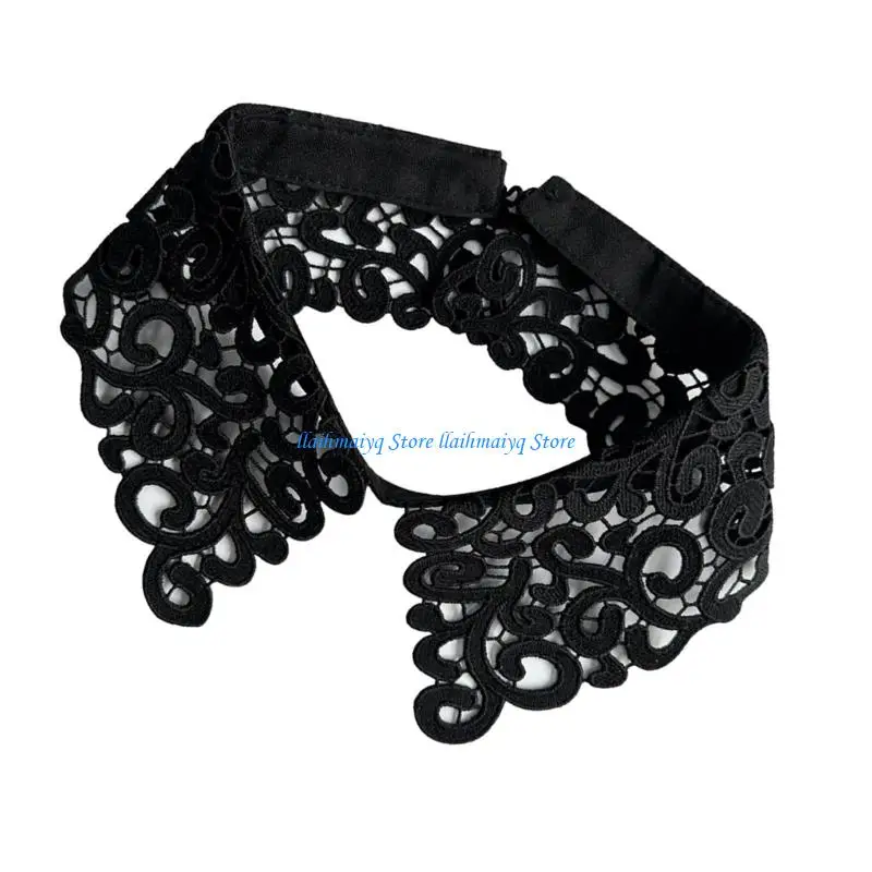 573B Lace Detachable False Collar Elegant Embroidery Hollowout Design Collar Neck Decorative Accessory for Women Sweater