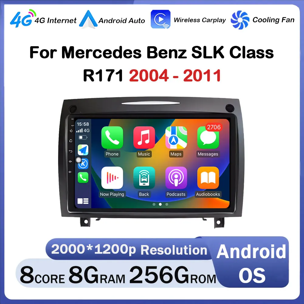 for Mercedes Benz SLK Class R171 2004 - 2011 Android QLED Touch Screen Car Radio Multimedia Video Player GPS CarPlay Head Unit