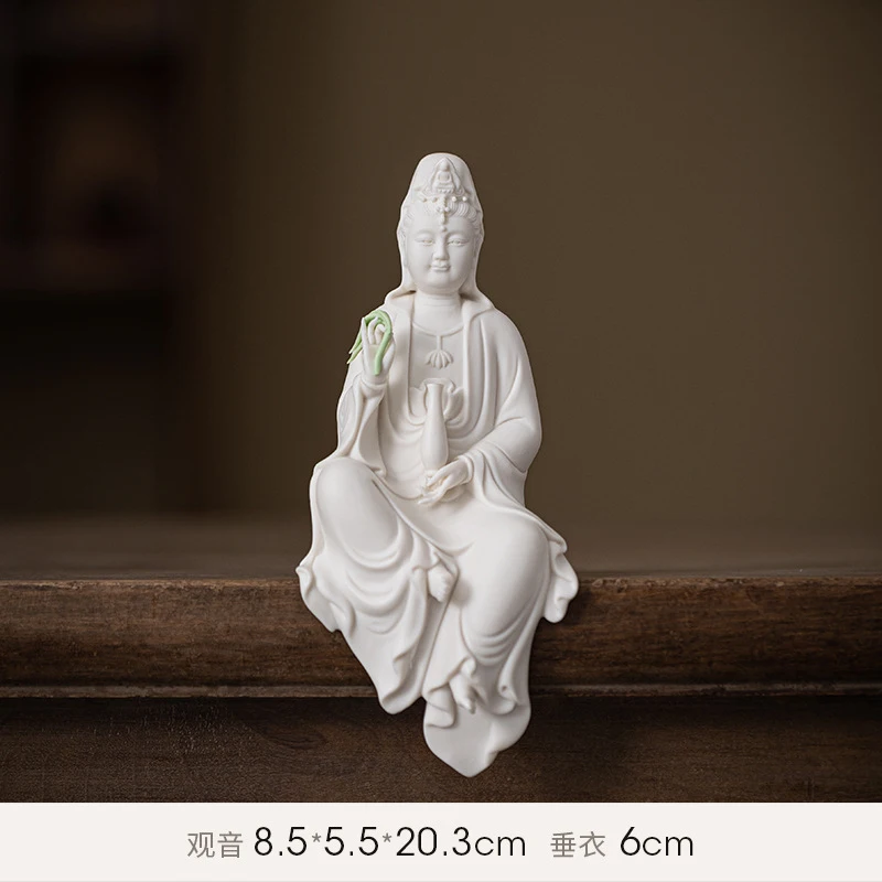 Chinese Zen-Style Backflow Incense Burner With Willow Guanyin Figurines Home Worship, Suitable For Buddhist Shrines And