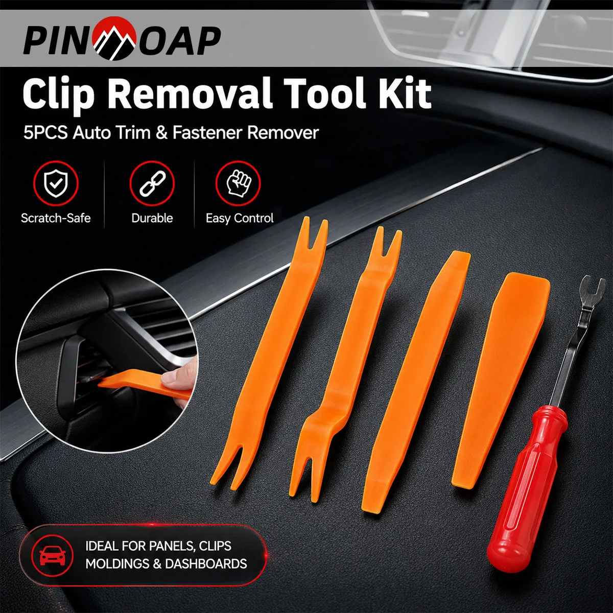 PINMOAP 1/4/5PCS Car Motorcycle Clip Removal Tool Auto Fastener Remover Pry Tool For Door Panel Trim Bumper Interior Repair Kit