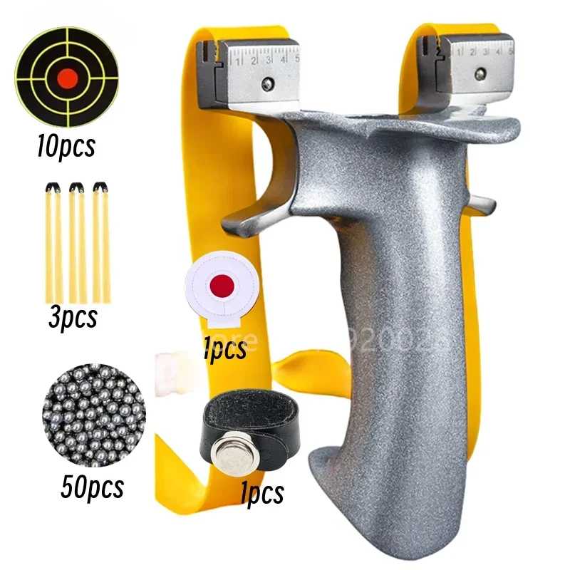 

Stainless Steel Slingshot for Hunting, High Precision Shooting Sling Shot with Flat Rubber Band Outdoor Catapult