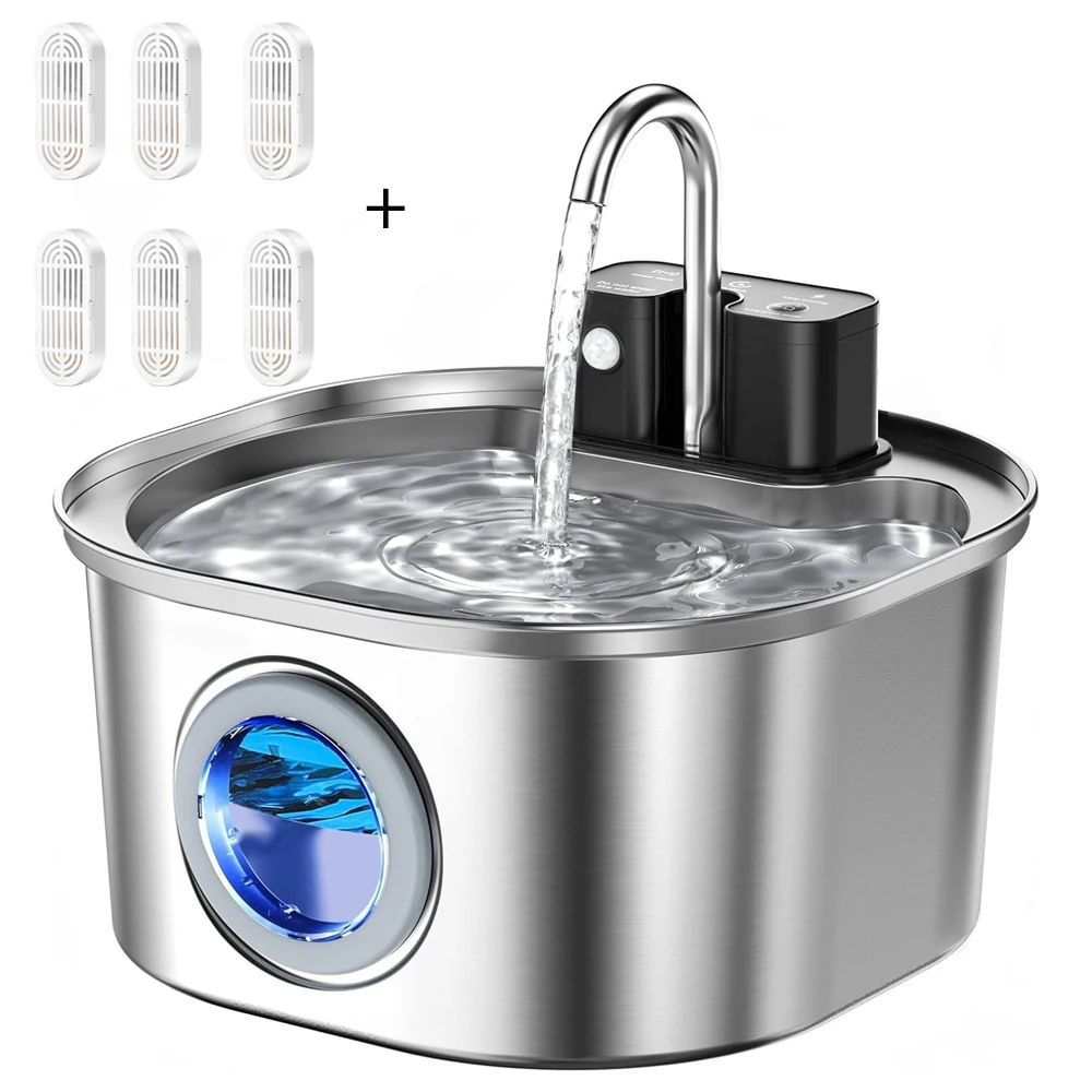 3L Rvs Draadloos Opladen Sensor Kat Fontein Auto Drinkfontein Voor Katten Hond Drinker Huisdier Dispenser Kom - afbeelding 1