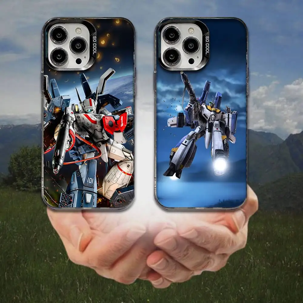 

Space Robotech Macross Phone Case For iPhone 16,15,14,13,12,11,8,7,Pro,Max,Plus,Mini,XS,SE Anti Fall Black Matte Hard