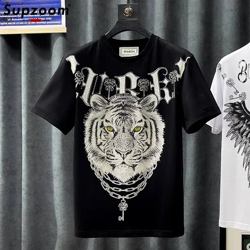 

Supzoom Top Fashion Summer Leisure O-neck Novelty Tiger Drills Wing Cotton Male Popular Logo Collar Sleeve Casual T Shirt Men