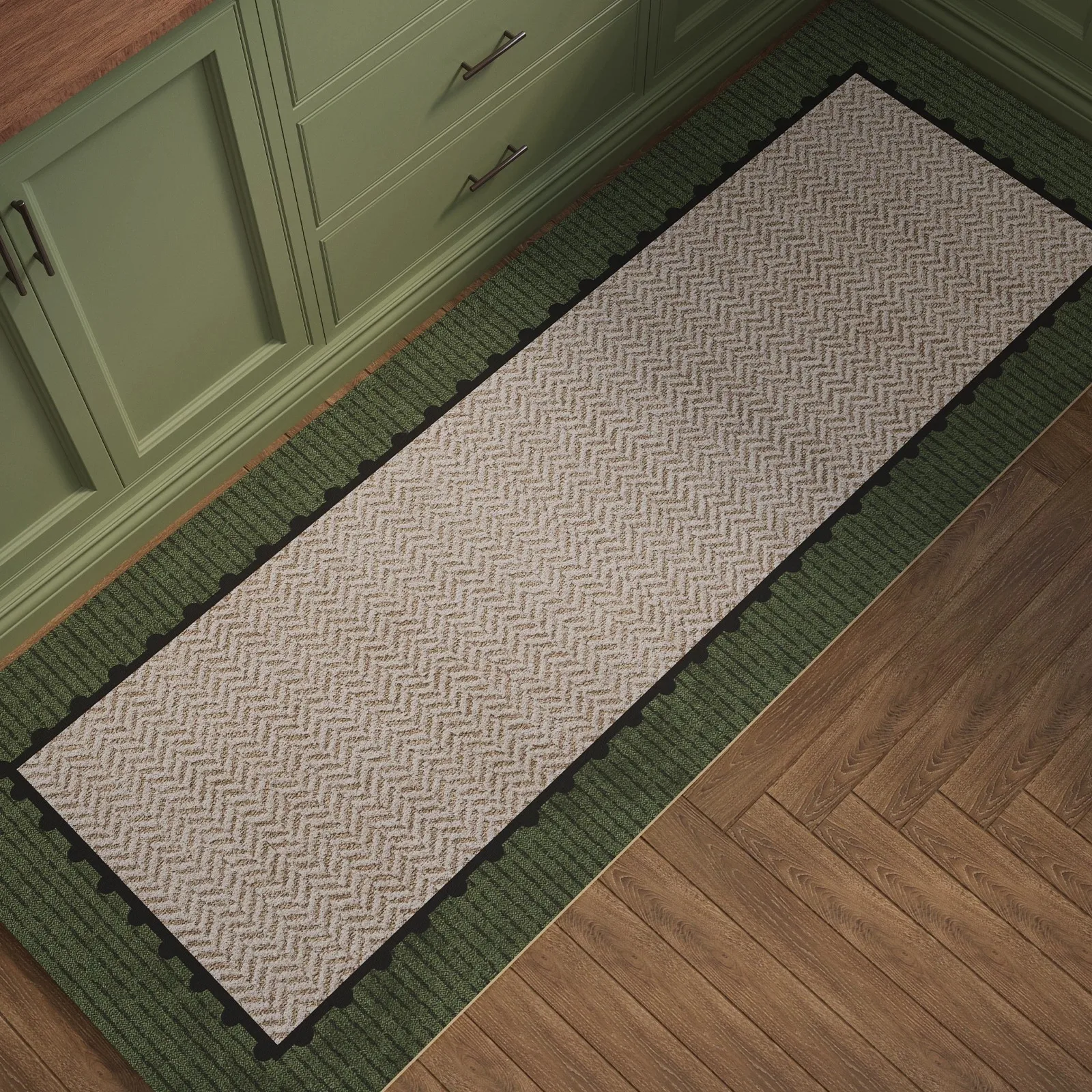 Kitchen Carpet Retro Green Striped Floor Mat Dirty Resistant Washable Non-slip Rug Long Strip Runner Rugs 주방매트 Коврик Для Кухни