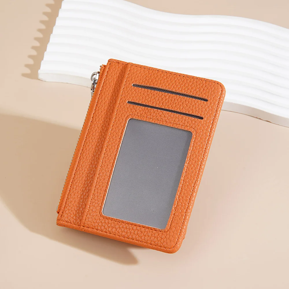 Portafoglio corto da donna in stile giapponese alla moda Portamonete con cerniera Porta carte a tre ante in pelle PU Portafogli piccoli arancione verde per donna