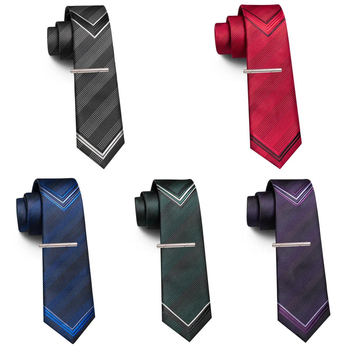 High-Density Striped Tie and Tie Clip Two-Piece Set, Wrinkle-Resistant Men's Formal Tie Set, Business Meeting Suit Accessories