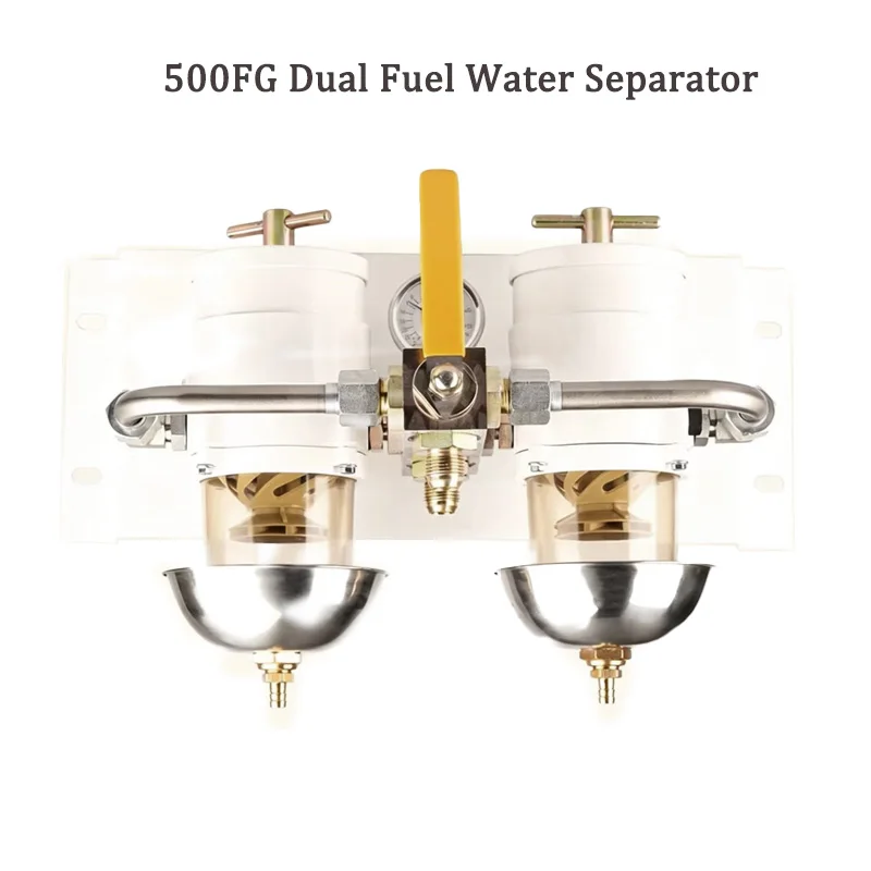500FG Dual Fuel Water Separator 75500MAX 75500MAX10 75500MAX30 Diesel Filter Assembly with 90 Degree Fitting for Truck Marine