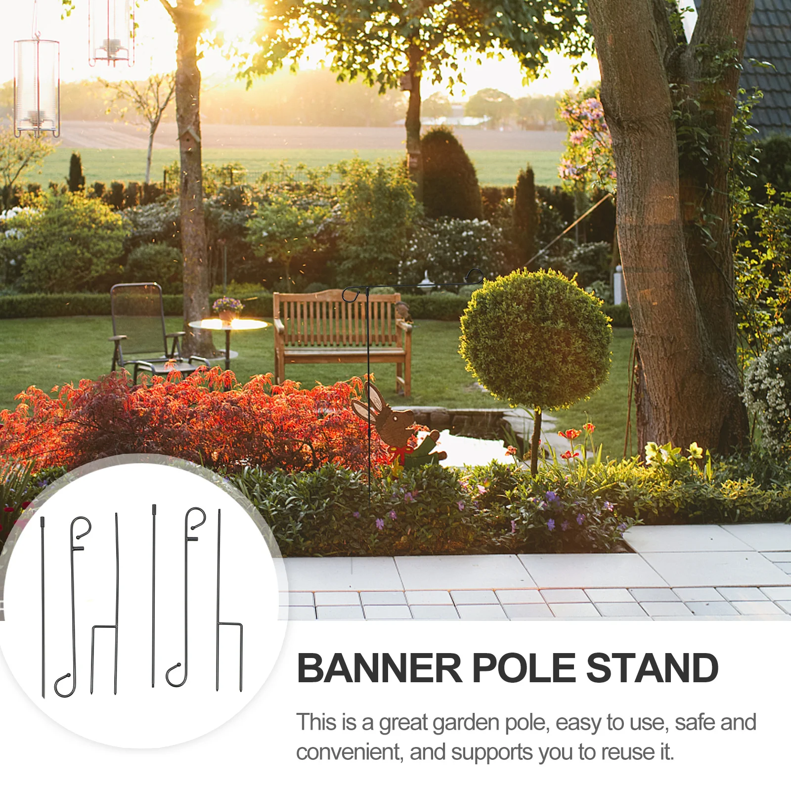 

2Pcs Garden Flag Pole Holder Iron Flag Stand Heavy Duty for Courtyard Balcony Decoration Yard Flags Stand Garden Flags Holder