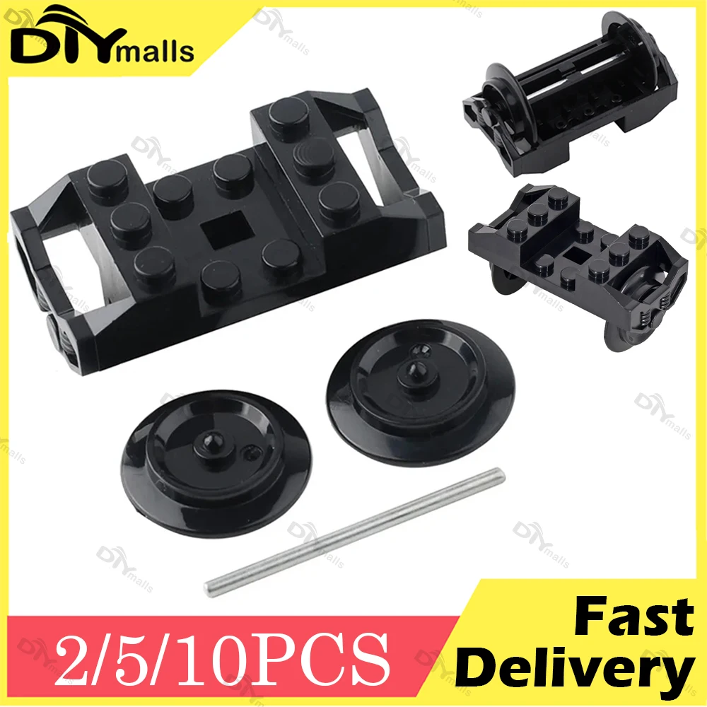 

2/5/10PCS Train Wheels Holder Building Blocks Parts with Individual Metal Axle for RC Train Wheels 74784 2878c02 Assembly Toys