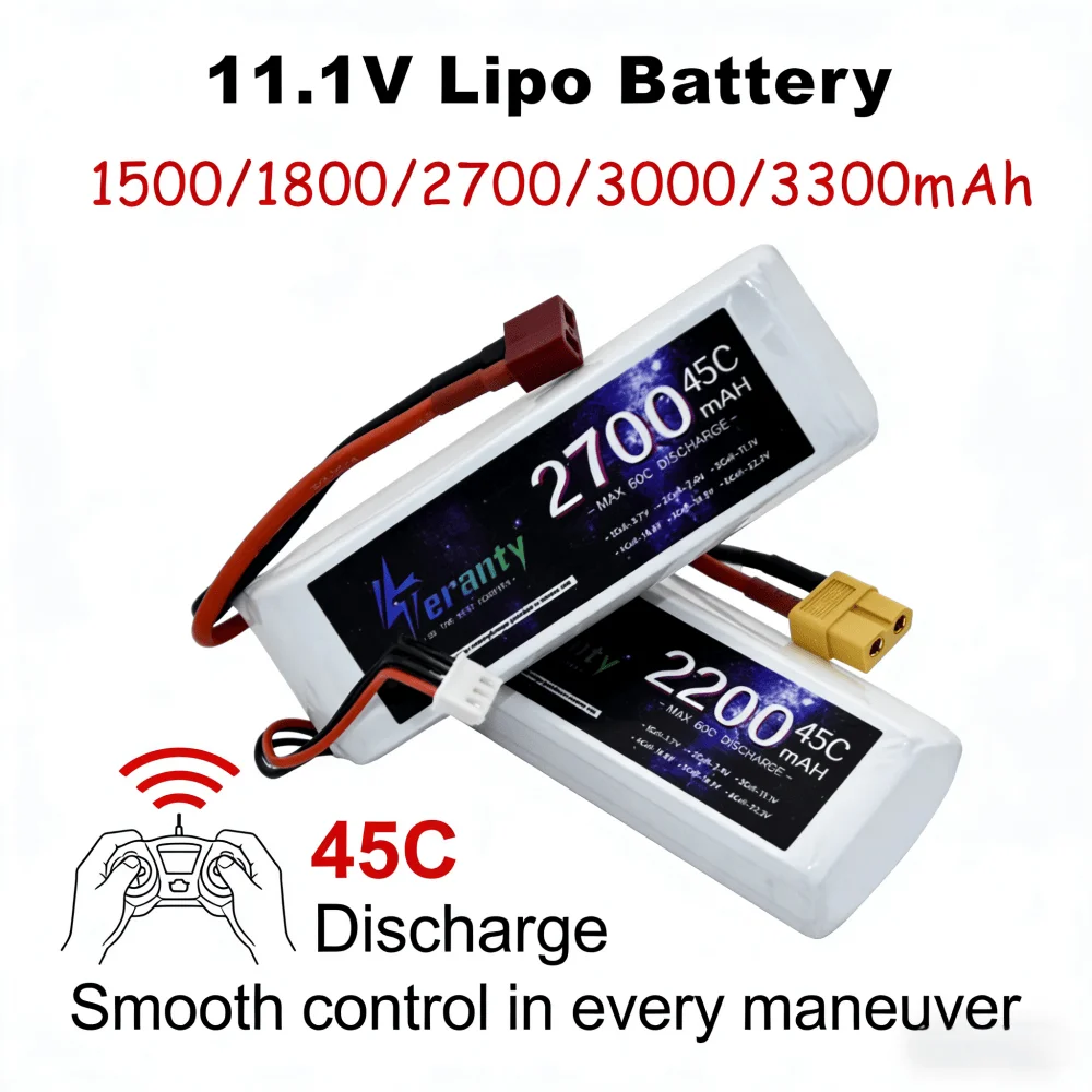 3S 11.1V LiPo Battery 45C/60C 1500mah 2200mAh 3300mAh With T Deans XT60 Plug for RC Car Airplane Boat