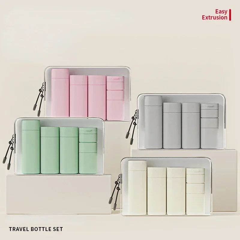 1 ensemble de bouteilles distributrices de maquillage hydratant, Lotions portables, shampoings, voyage, rechargeables, bouteilles vides pressées