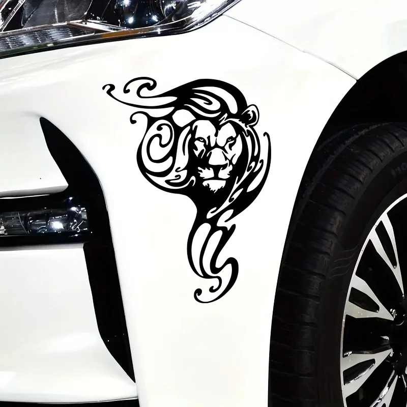 

1PC Eye - Catching Tribal Lion Car Sticker, Unique Black Artwork, Perfect for Personalizing Cars, Laptops, Stand Out with Style