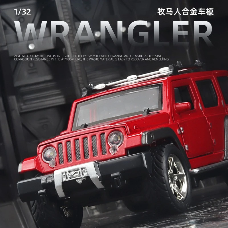 1:32 رانجلر على الطرق الوعرة سبيكة سيارة نموذج سبيكة ضوء تأثير الصوت التراجع 3 باب تصميم دييكاست سبيكة سيارة نموذج تحصيل