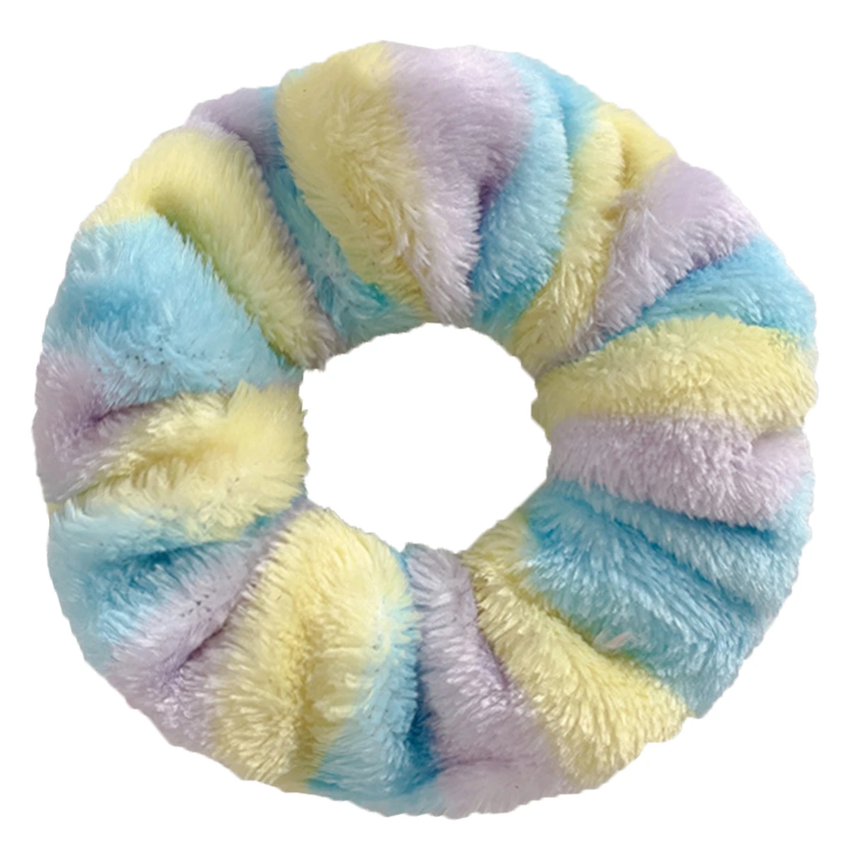 5pcs/lot Hair Scrunchies Furry Elastic Band Women Girl Ponytail Holder Accessories Plush Faux Fur Soft Colorful Patch Warm