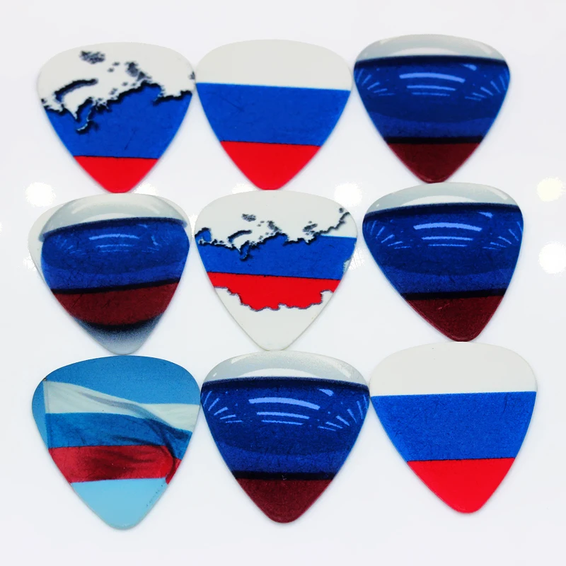 SOACH Fashion 10Pcs 0.46/0.71/1.0mm Thickness Guitar Picks Flag Guitar Accessories Guitar Pick for Ukulele Guitar Paddles