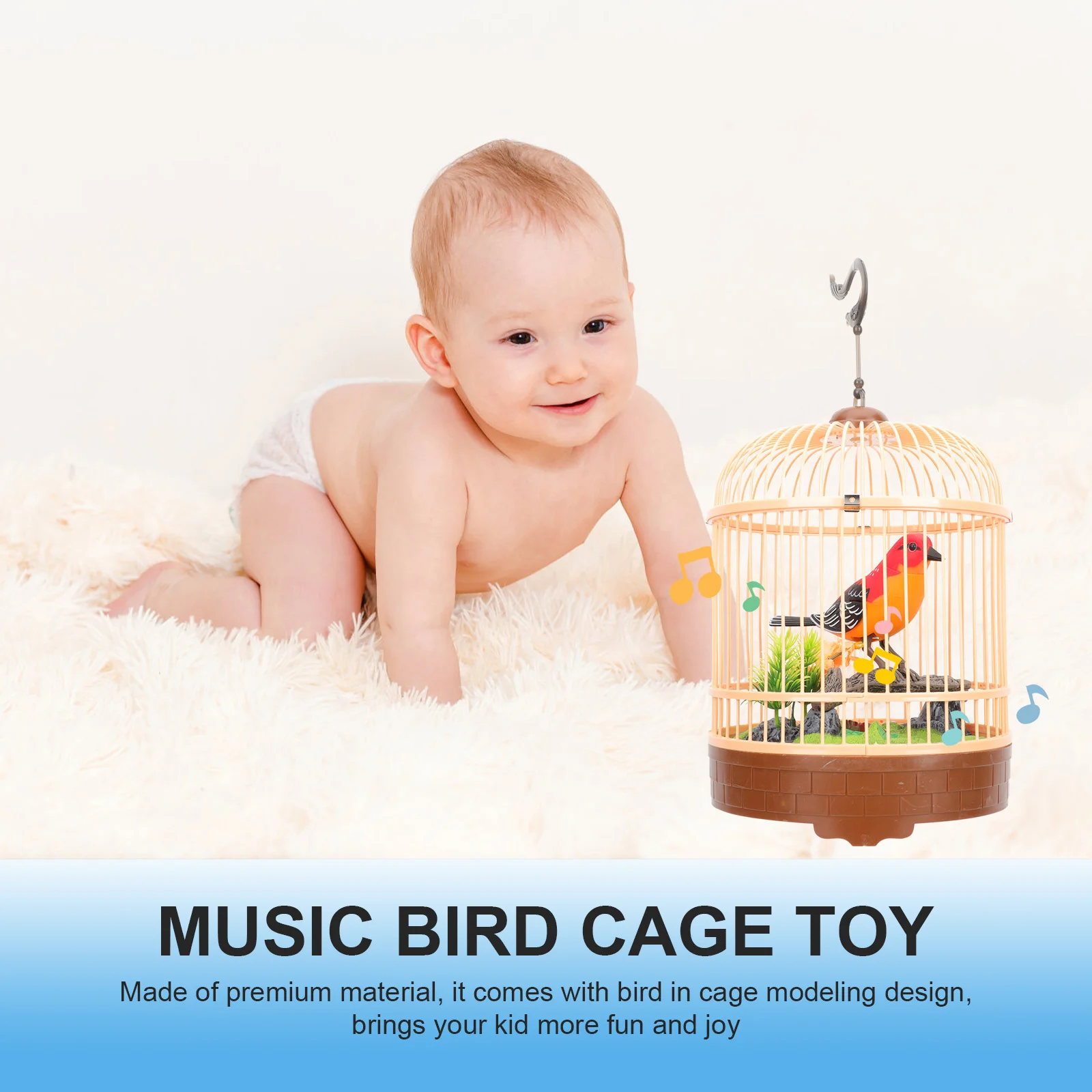 Jaula para pájaros, decoración colgante, juguete educativo interactivo acústico para niños, jaula de pájaros de inducción, juguete para cantar, decorar