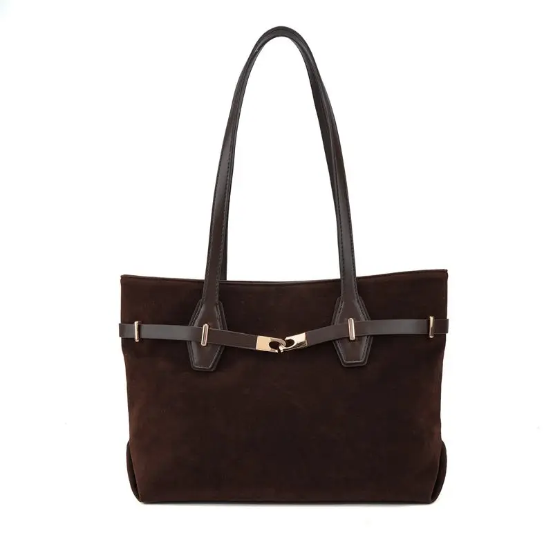 

Fashionable Autumn and Winter Women's Large Capacity Anti-Suede Commuting Handbag Retro Sle Simple Casual Shoulder Underarm Bag