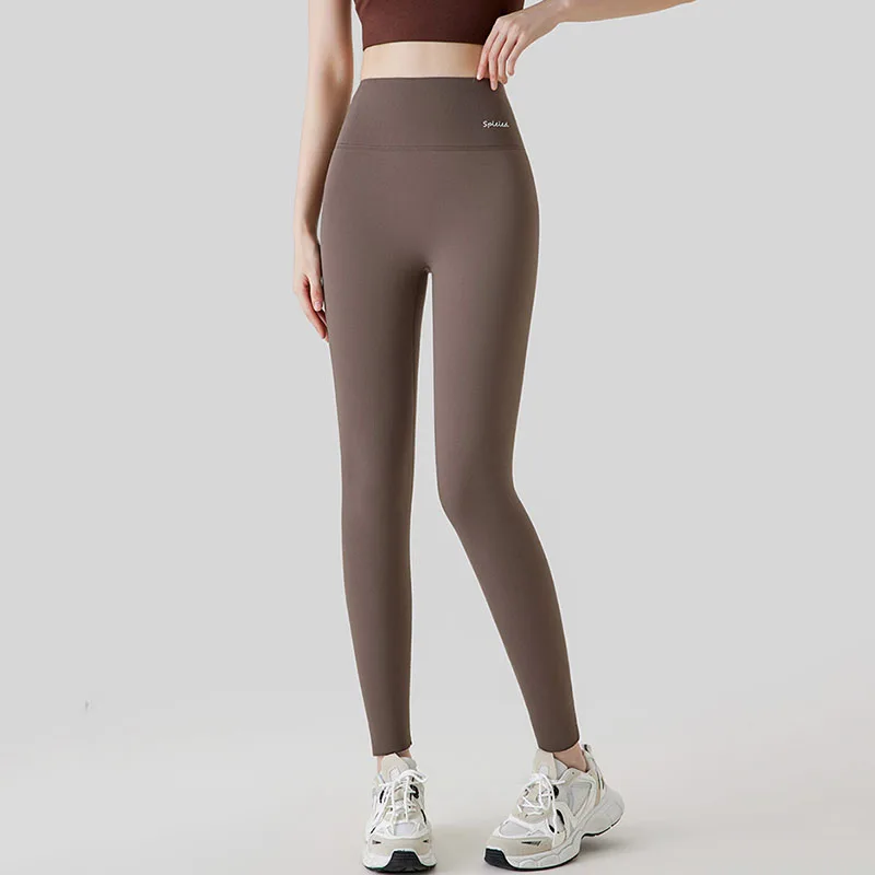 سراويل نسائية عالية الخصر من جلد القرش مطبوعة بحروف للخريف والشتاء من صوف الضأن السميك الدافئ ملابس الشارع الصلبة يغطي الرجل بدون أثر #4