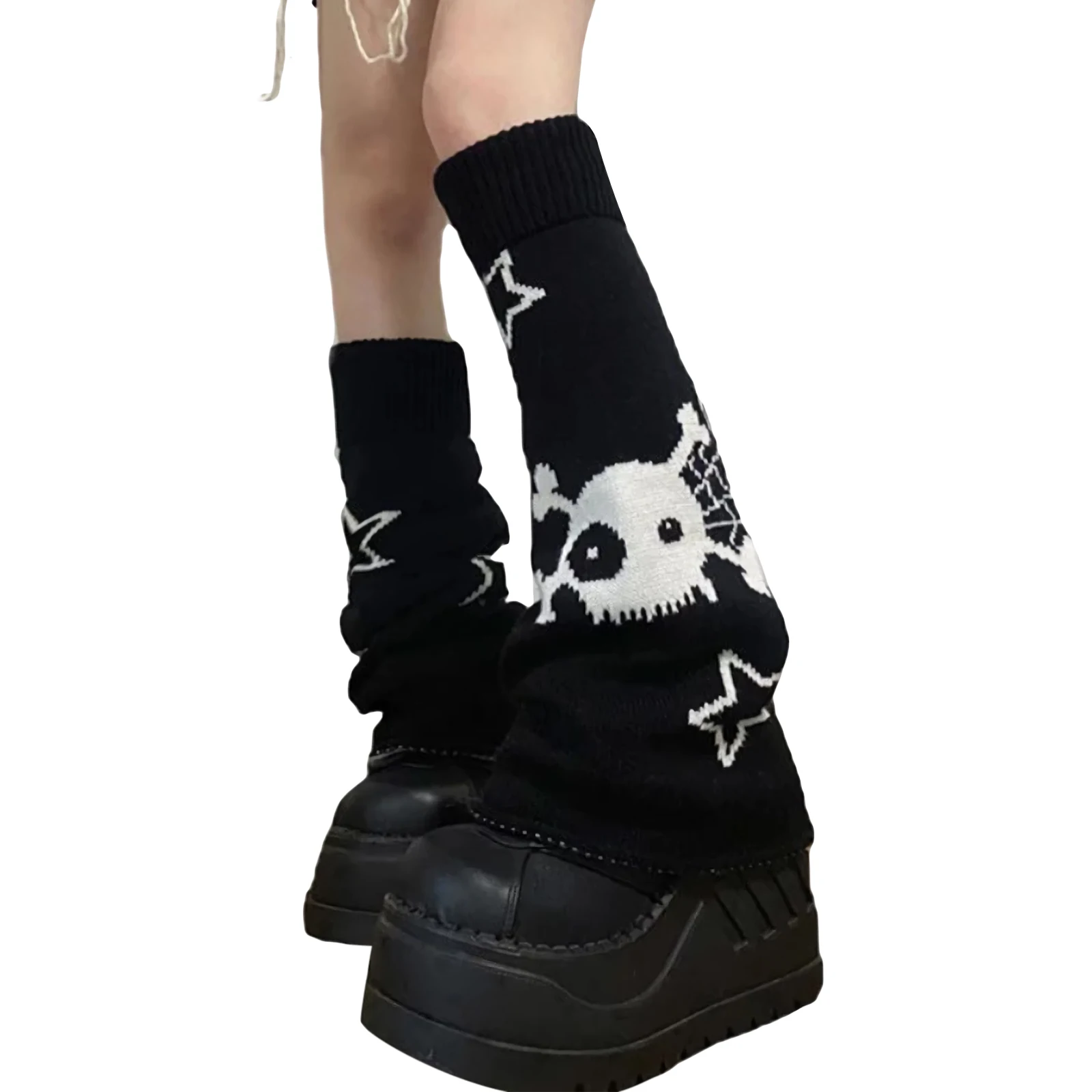 

Women's Ribbed Knit Leg Warmers Punk Style Two Side Wear Socks Boot Cuffs Halloween Slouch Socks