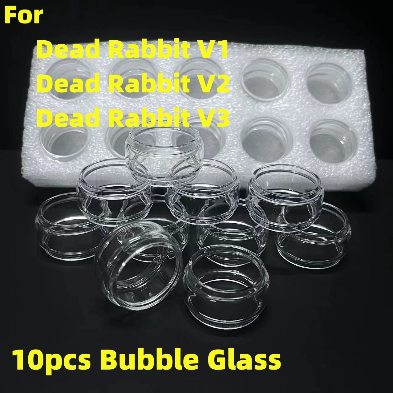 10xGlass Transparent Bubble Fat Straight Replacement Glass Tube For Dead Rabbit V1/V2/V3 Glass Ornament Tools